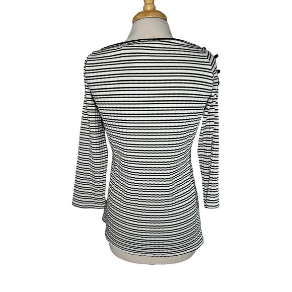WHITE HOUSE BLACK MARKET *NEW* Textured Stripe Strappy Shoulder Top Size Large - Picture 3 of 11